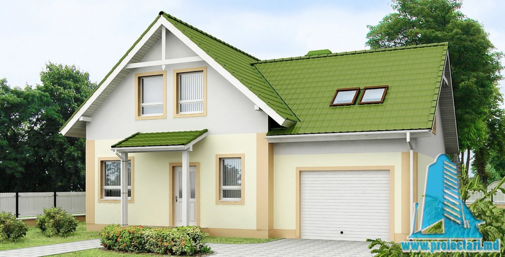 Proiect de casa cu mansarda si garaj http://www.proiectari.md/property/proiect-218