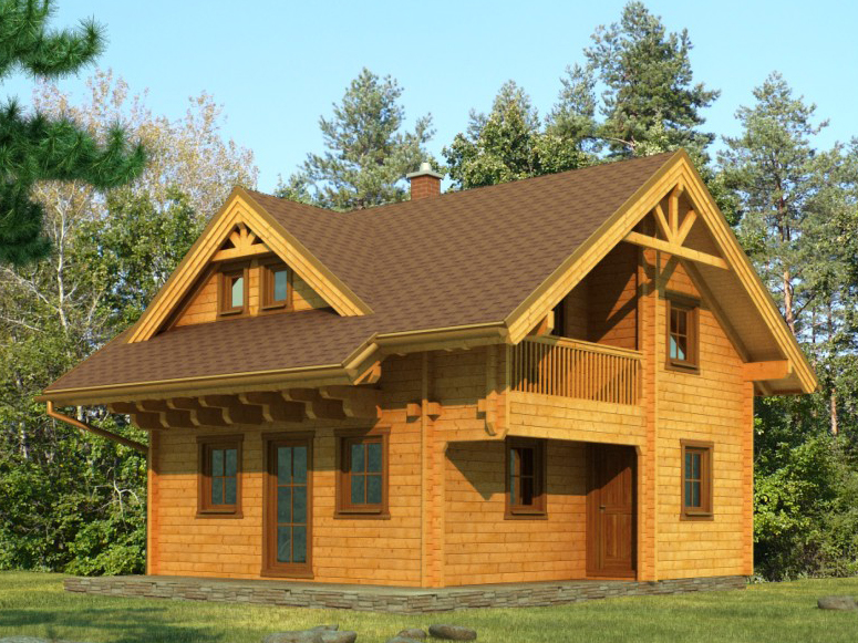 Proiect de Casa cu parter si mansarda din lemn 354
