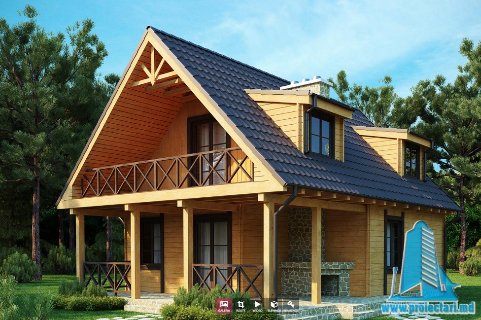 Proiect de casa din lemn cu parter si mansarda-100813