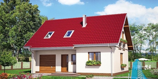 Proiect de casa ieftina cu mansarda si garaj pentru un automobil-100833