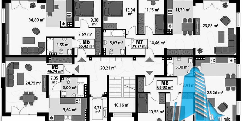 Bloc de locuit cu parter si patru etaje etaj1