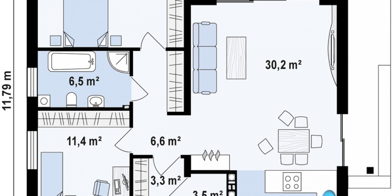 Proiect de casa cu 1 etaj plan parter