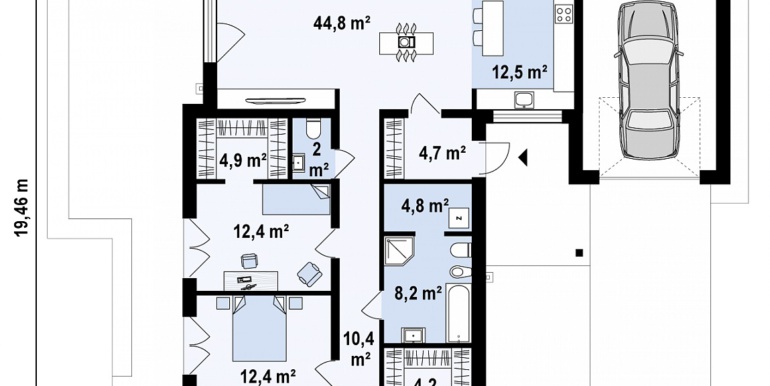 proiect de casa cu un etaj si garaj cu suprafata pina la 225m25