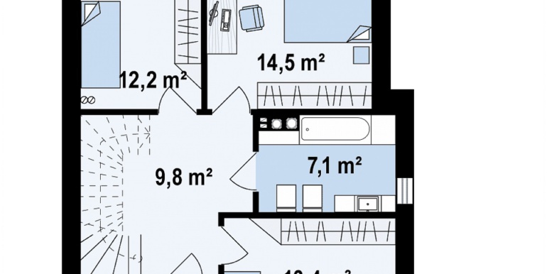proiect de casa duplex pentru dopua familii cusuprafata pina la 150 m2 plan etaj