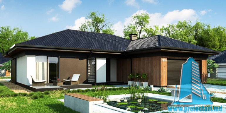 proiect de casa mica cu parter si garaj, ieftina cu suprafata de pina la 180m2