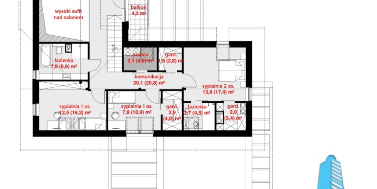 Plan mansarda Casa cu parter, mansarda si garaj pentru doua automobile
