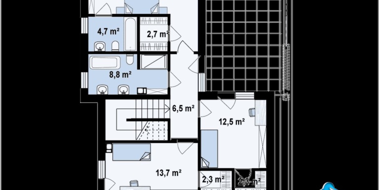 plan etaj proiect de casa cu acoperis plat cu doua etaje
