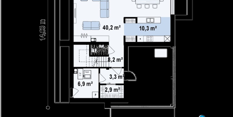 plan parter proiect de casa cu acoperis plat cu doua etaje