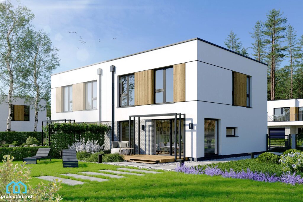 Duplex house project with an area of ​​130m2