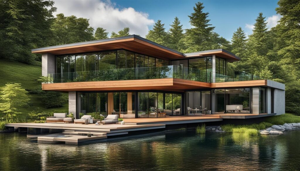 строительство дома на берегу озера