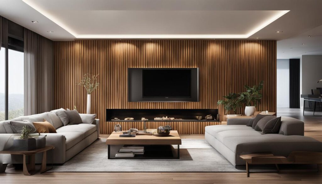 living room wood trim
