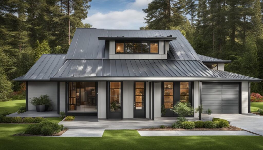 Transformare casa cu acoperis tabla gri