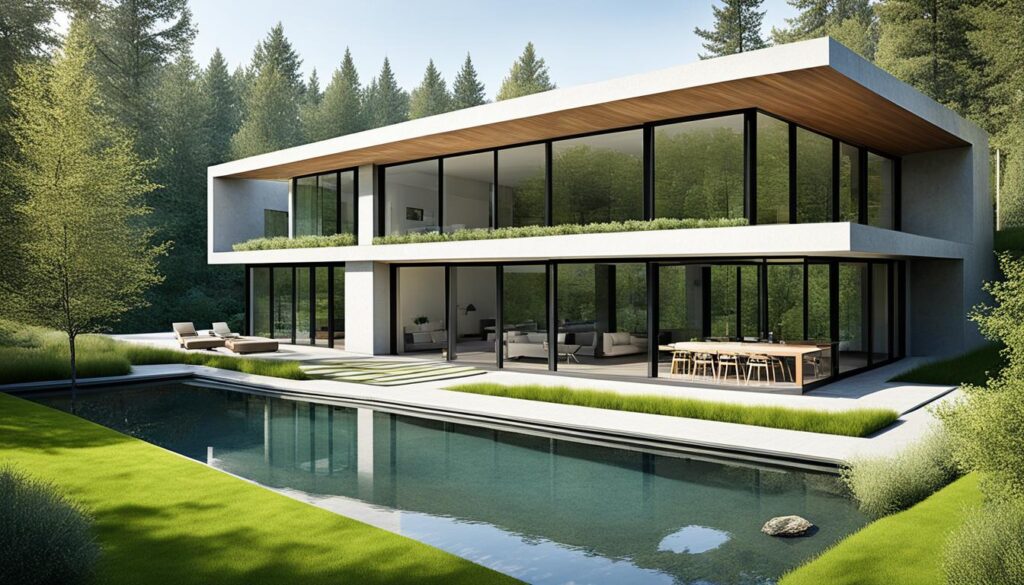 integrarea naturii în designul exterior al caselor minimaliste