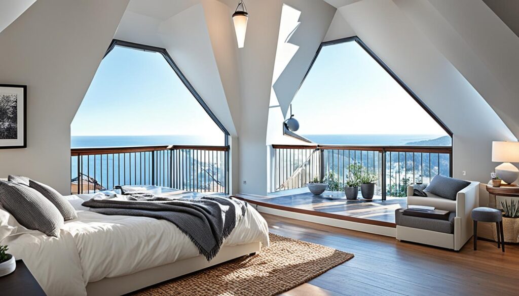 Dormitor la mansarda si balcon