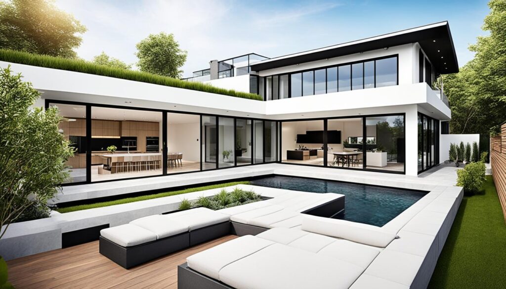 locuință modernă cu acoperiș terasă