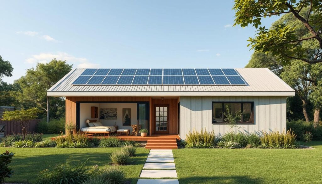 Casă eco-friendly cu un singur nivel Casă eco-friendly cu un singur nivel