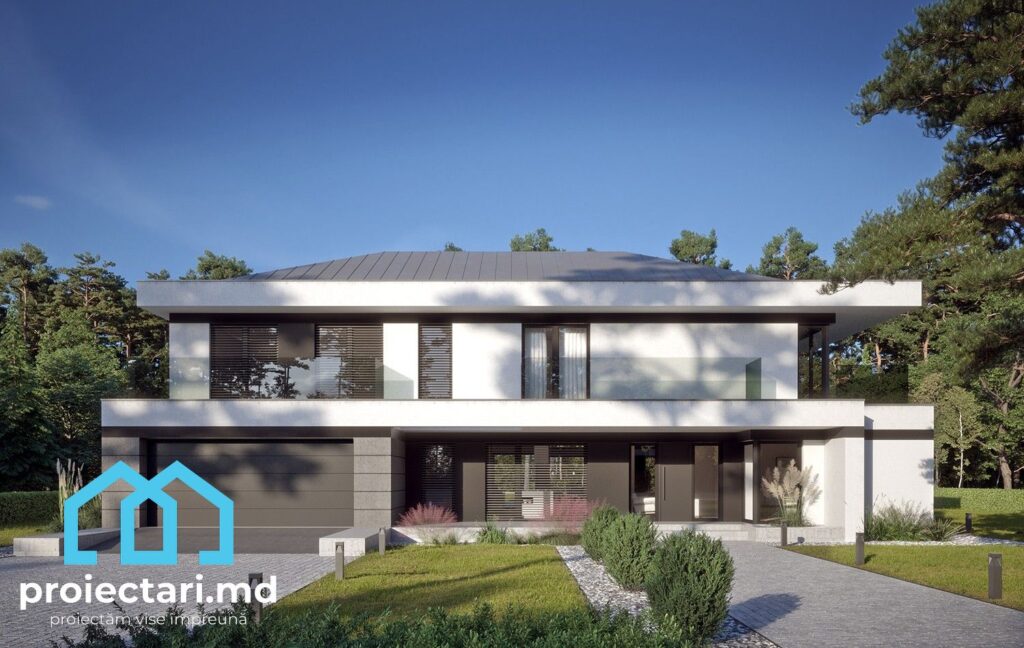Proiect casă 470m² cu etaj cu 4 dormitoare - 102077