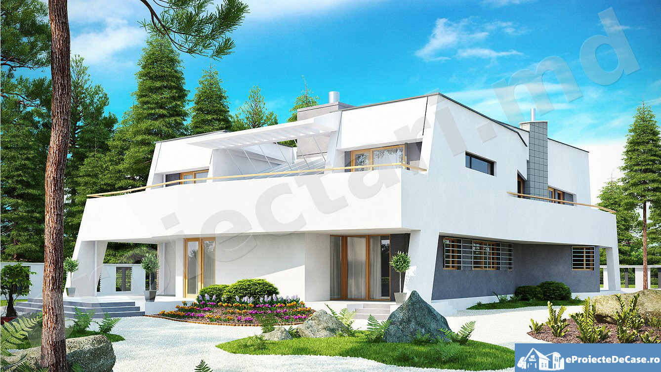 Casa cu etaj si acoperis plat