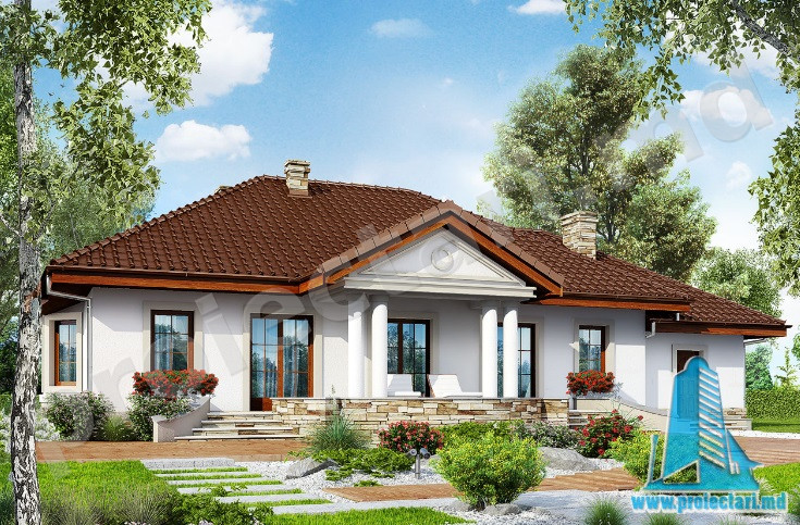 Project of a house with a ground floor and a garage for a car