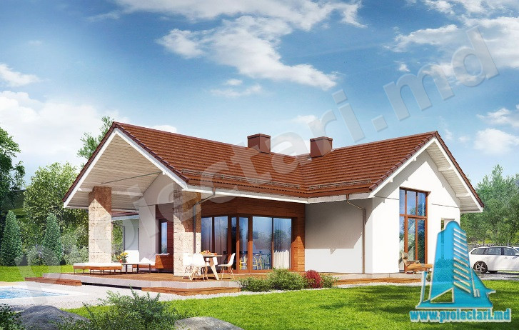House project with garage for one car - 100667