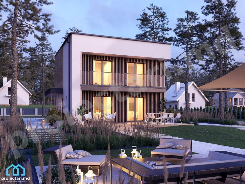 Proiect de casa cu doua nivele 140m2