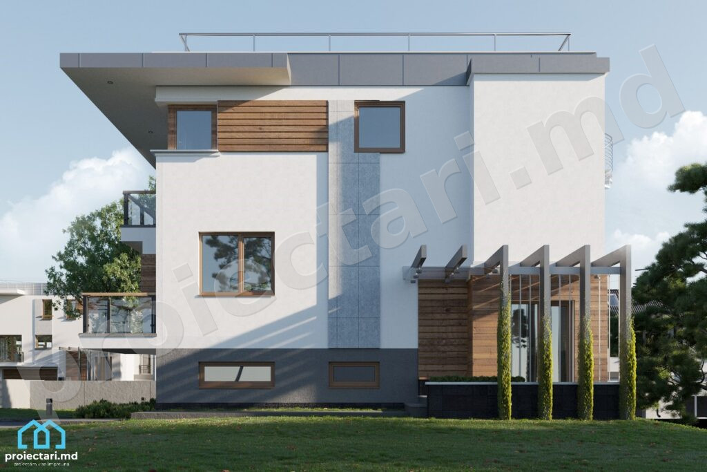 One-story house project. Lateral vision