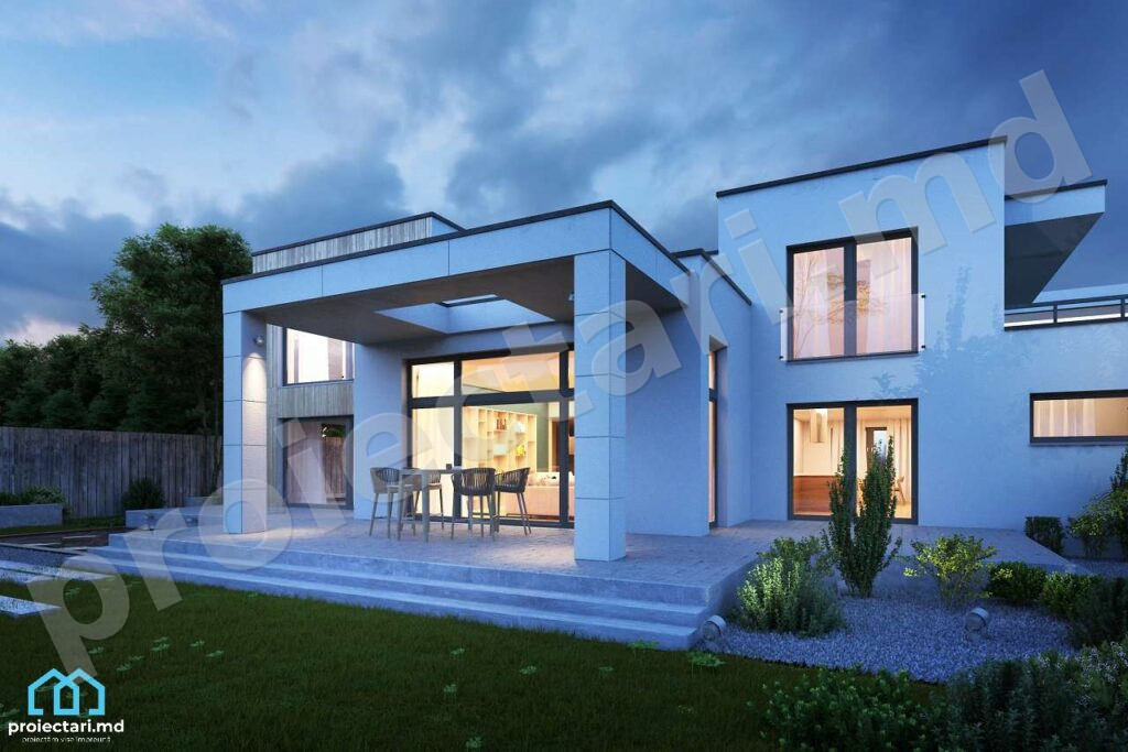house design with two levels and garden