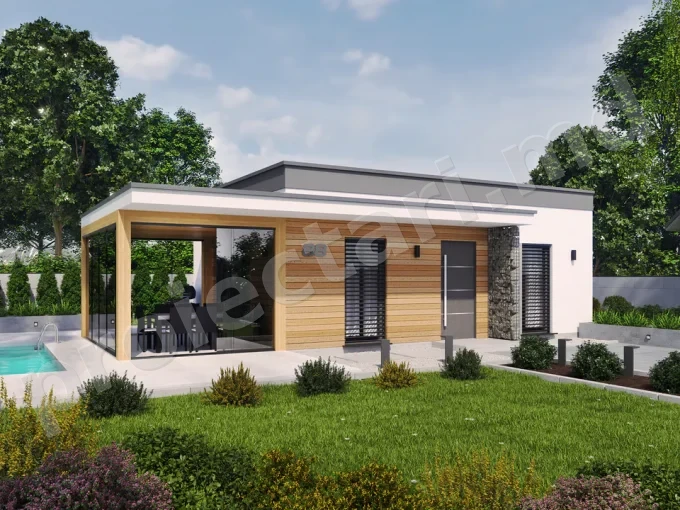 Proiect de casa mica cu 3 dormitoare 40m2