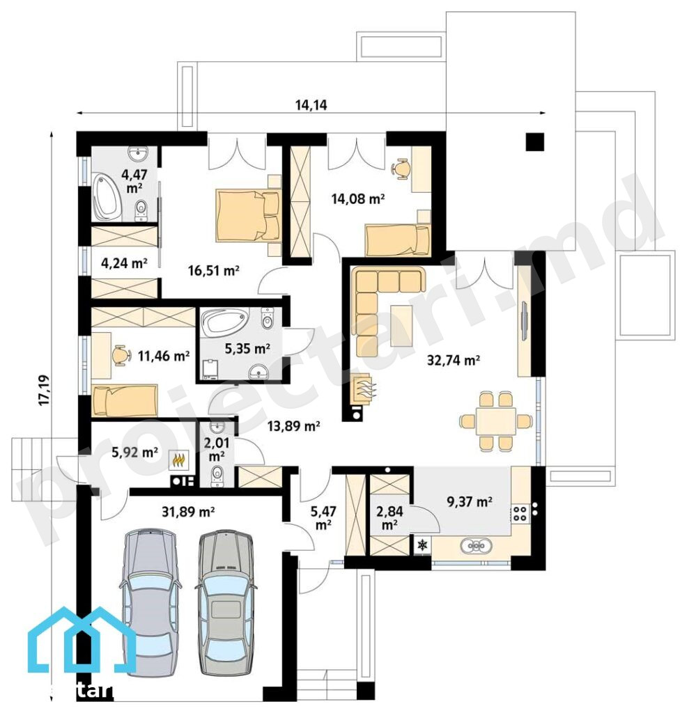 Proiecte de case cu parter 128m2 ieftine