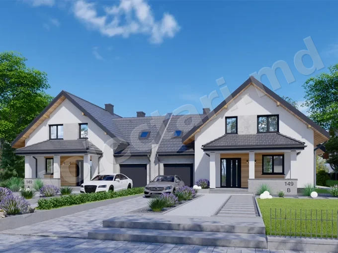 Proiect de casa duplex cu 4 dormitoare 140m2