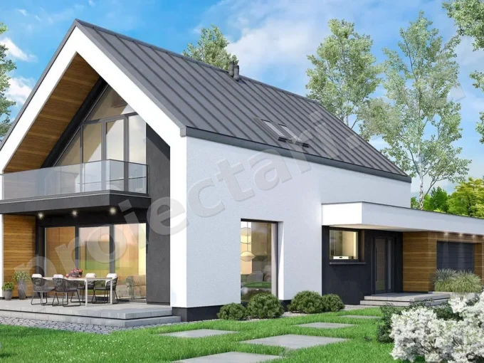 Proiect de casa cu mansarda si garaj 130m2