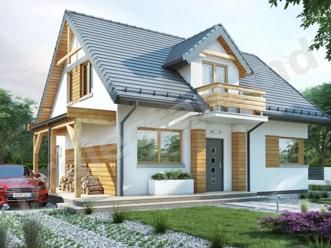 Proiect de casa cu mansarda 4 dormitoare 100m2