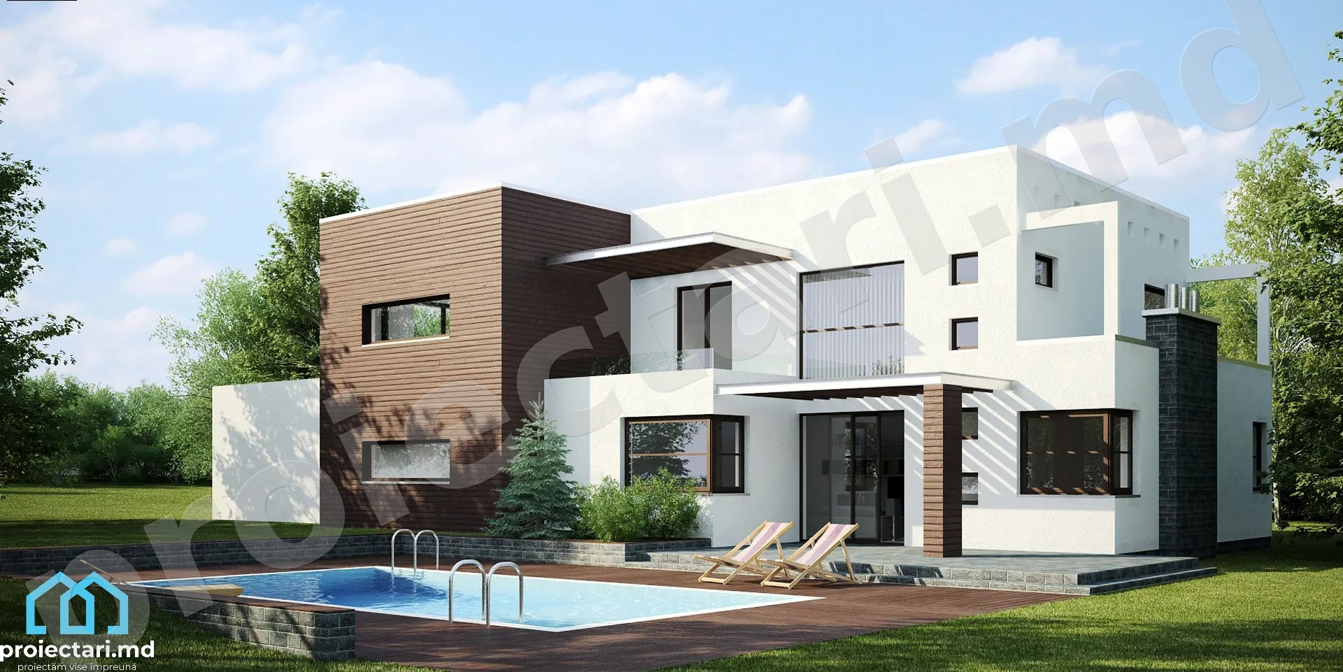 casa cu acoperis drept