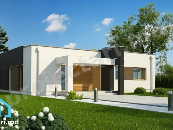 Casă modernă cu un etaj în stil minimalist