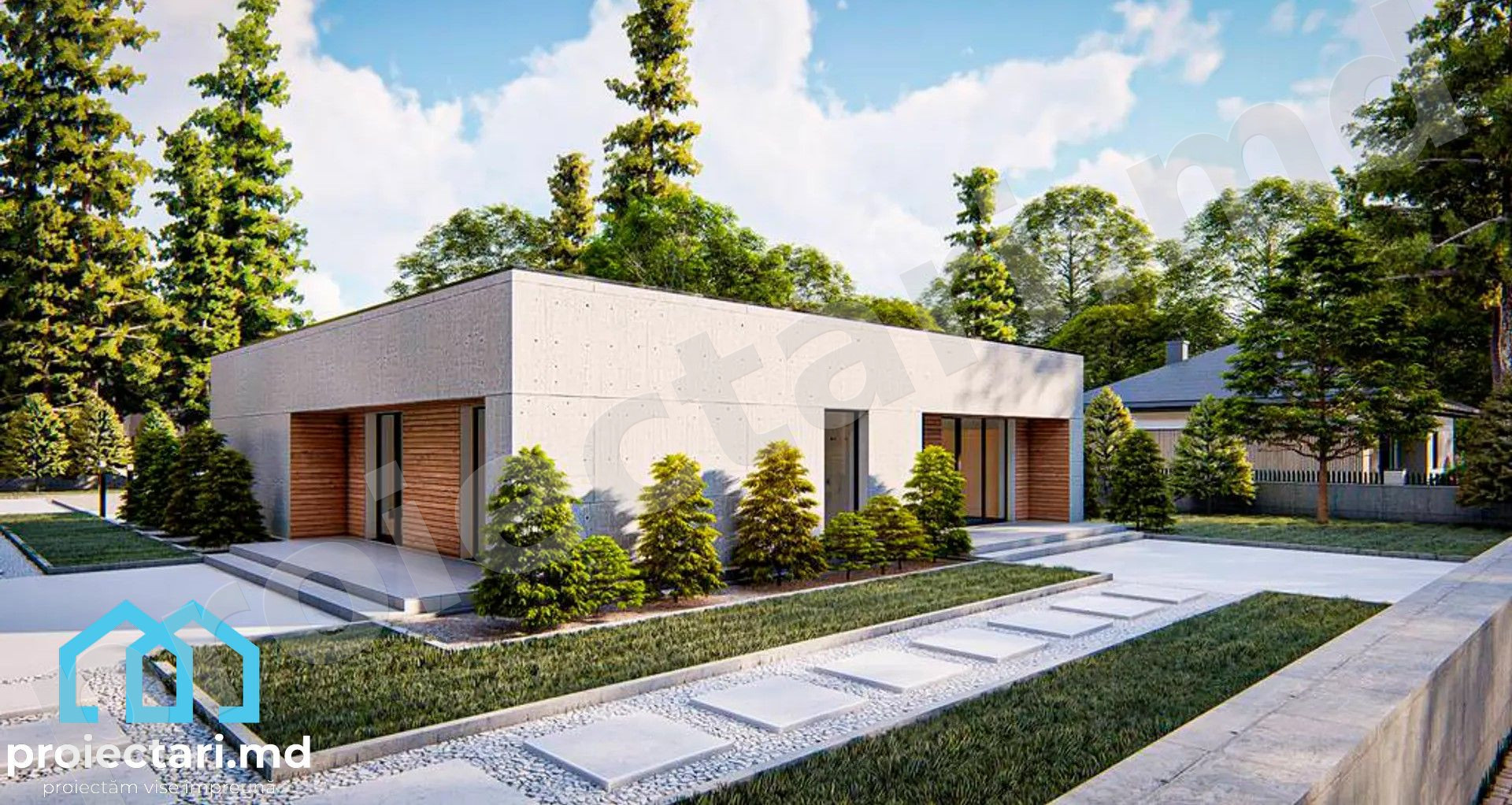 design casă cu acoperiș drept
