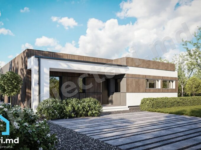 Proiect de casa cu acoperis plat 3 dormitoare