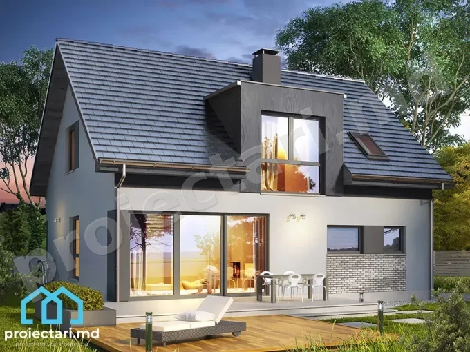 Proiect de casa cu mansarda 4 dormitoare 140m2