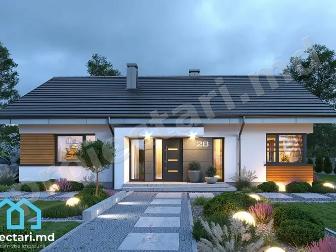 Proiect de casa cu parter cu 3 dormitoare 120 m2