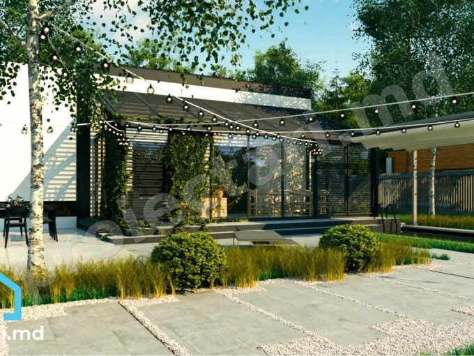 Proiect de casa mica cu acoperis plat 40m2