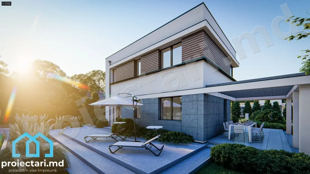 Casă high-tech cu un etaj 120m²