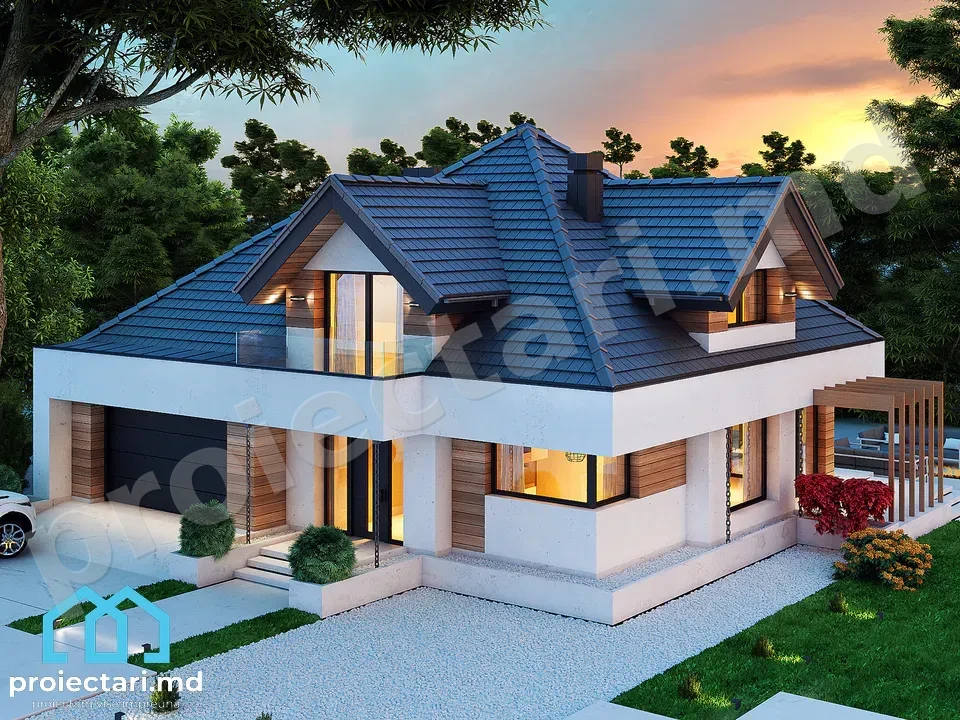 Casă modernă cu mansardă 150m²