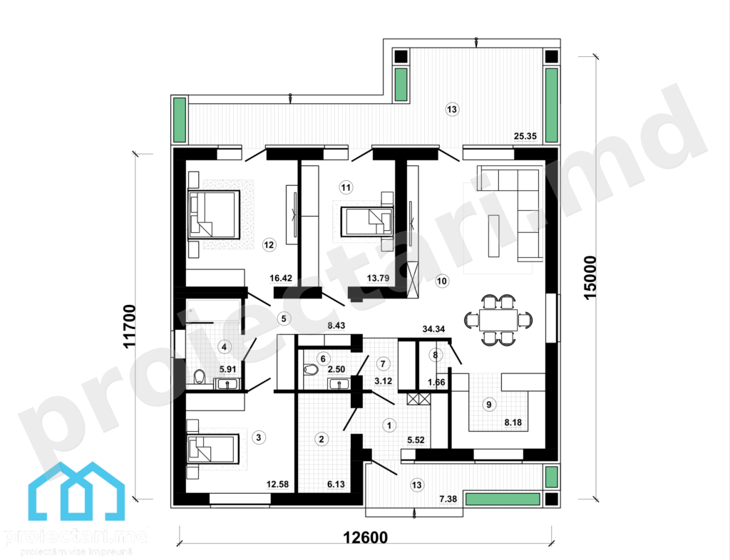 Case parter 120m² eficiente energetic