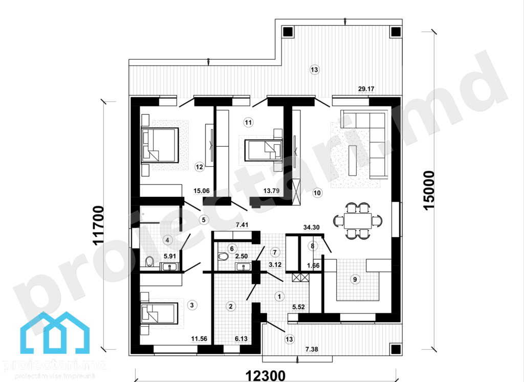 Planuri casă cu parter 120m²
