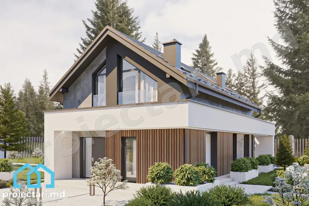 Proiect de casă cu mansardă 110m²
