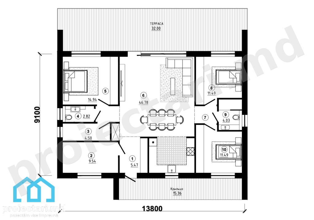 Proiecte case moderne cu parter 110m²