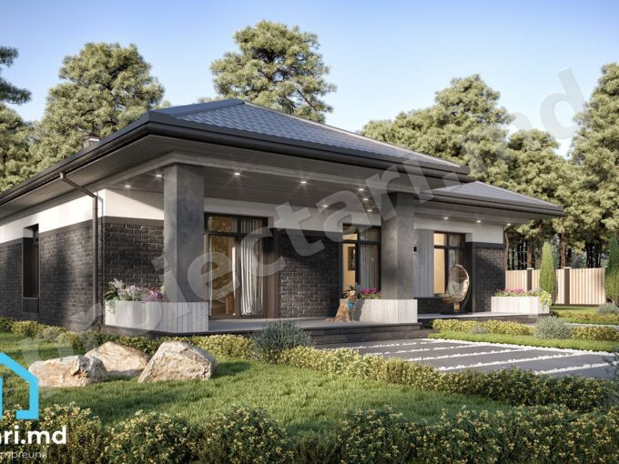 Proiecte case parter cu terasă 120m²