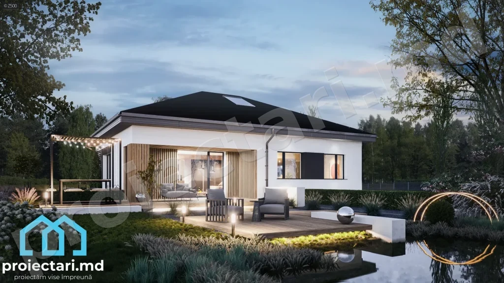 Proiect casă parter 130m² cu 3 dormitoare