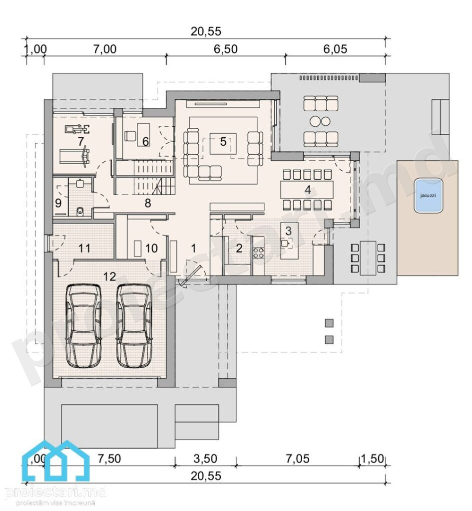 Plan casă cu etaj 240m²