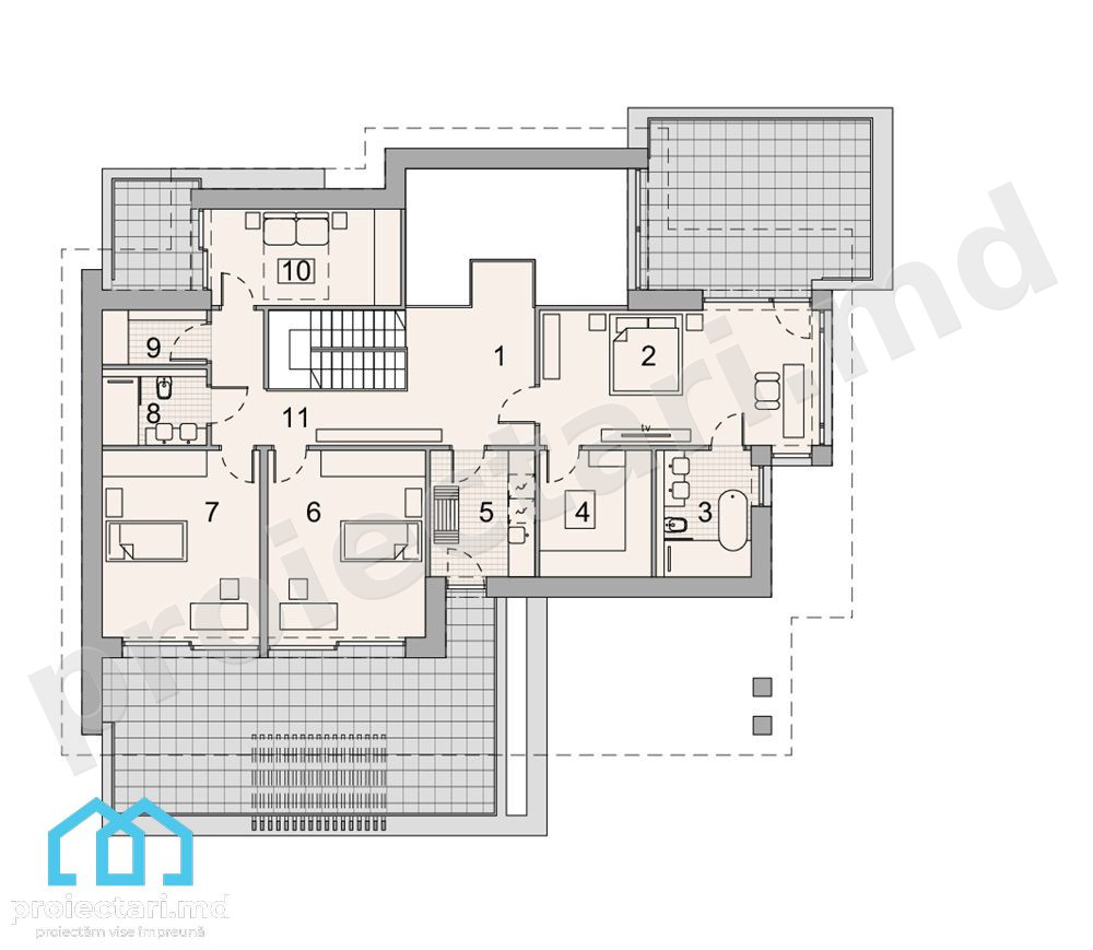 Arhitectură casă cu etaj 240m²