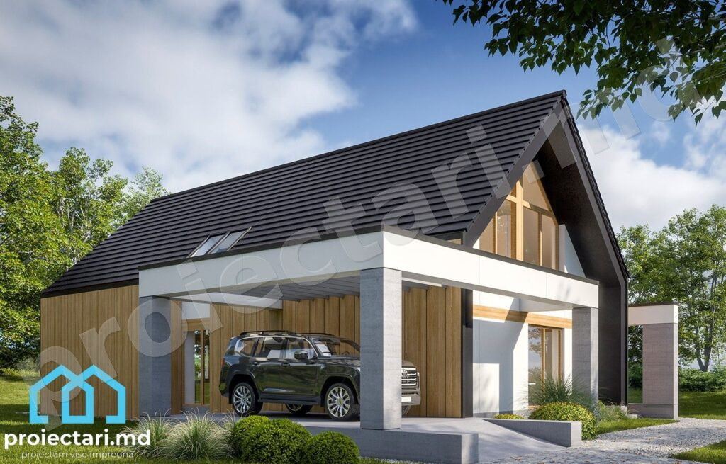 Arhitectură casă cu mansardă 170m²
